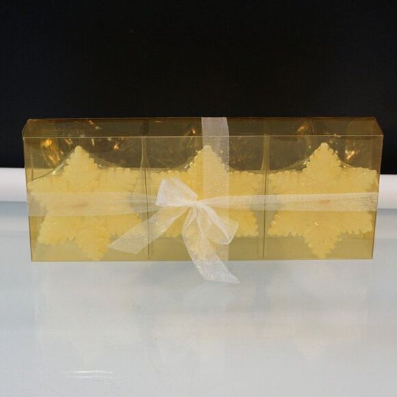 Vintage Crate and Barrel Candles Christmas Snowflake Box Of 3 - Picture 7 of 7